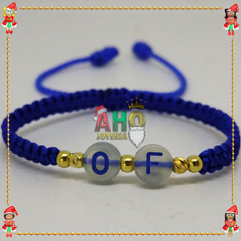 Pulsera Tejida Macrame Con Letras Acrilicas Oro18k