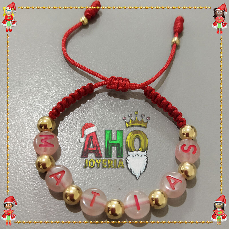 Pulsera Tejida Macrame Con Letras Acrilicas Oro18k