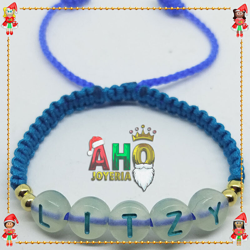 Pulsera Tejida Macrame Con Letras Acrilicas Oro18k