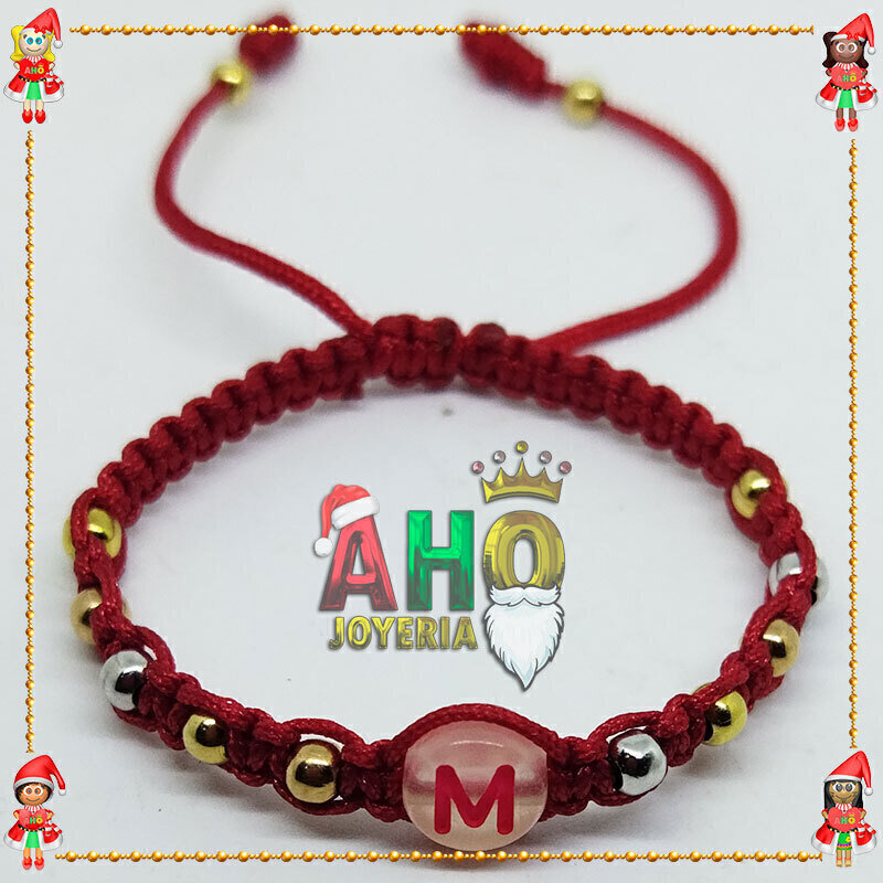 Pulsera Tejida Macrame Con Letras Acrilicas Oro18k