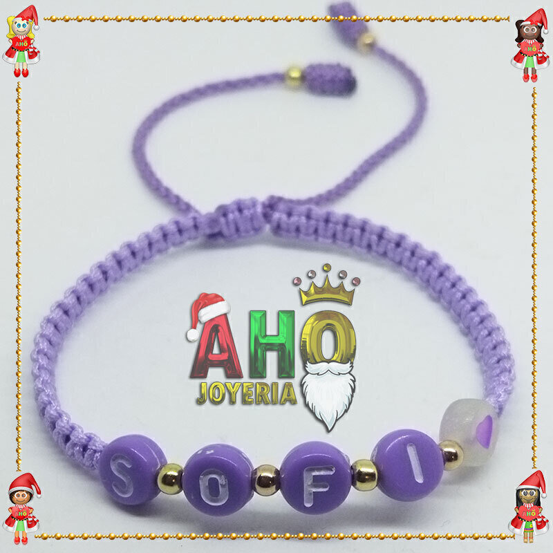 Pulsera Tejida Macrame Con Letras Acrilicas Oro18k