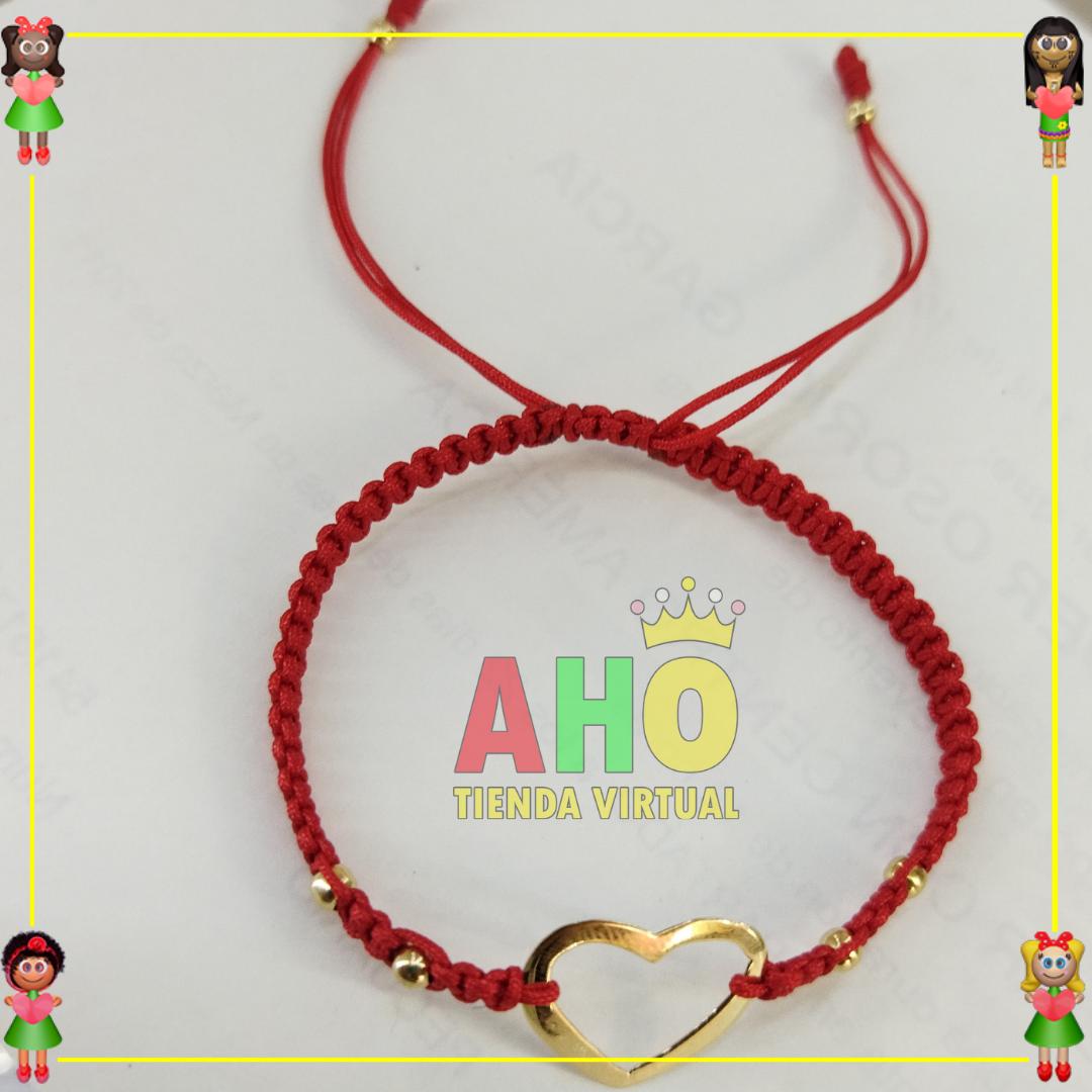 Pulsera Tejida Macrame Con Dije Oro18k
