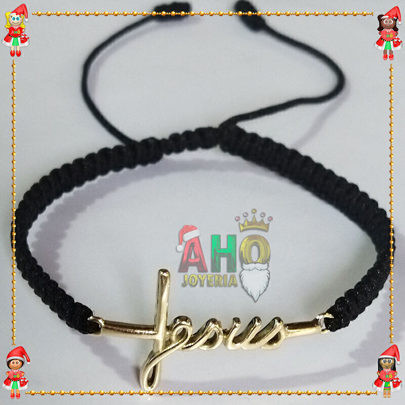Pulsera Tejida Macrame Con Dije Oro18k