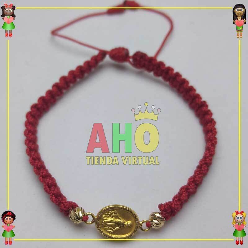 Pulsera Tejida Macrame Con Dije Oro18k