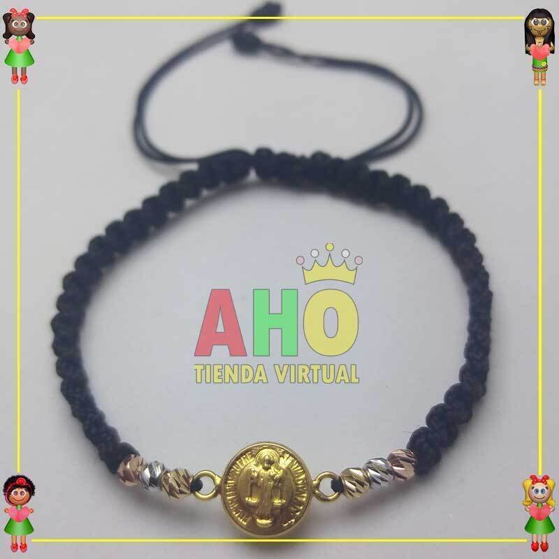 Pulsera Tejida Macrame Con Dije Oro18k