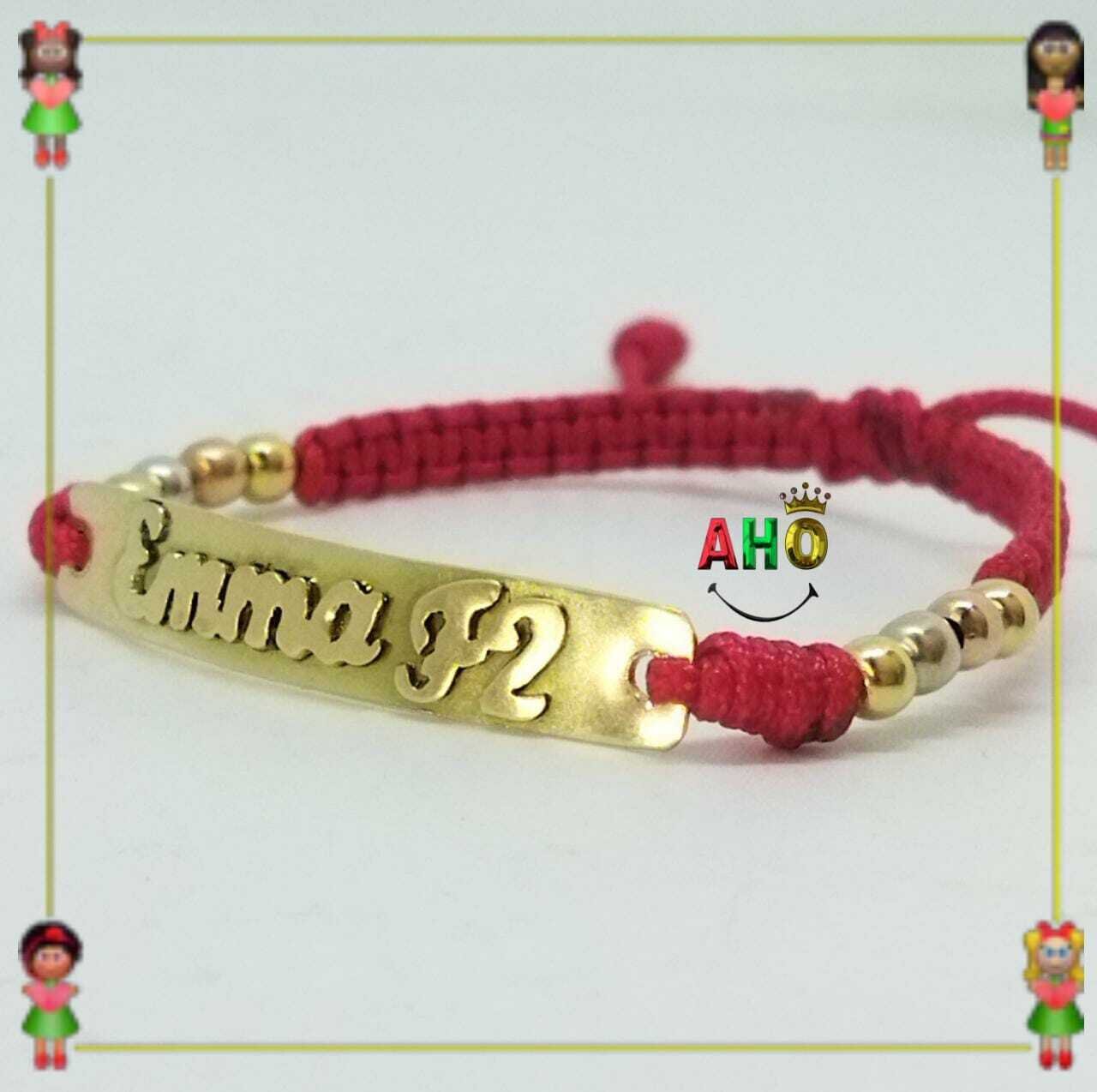 Pulsera Tejida Macrame Con Letras y Nombres en Oro18k