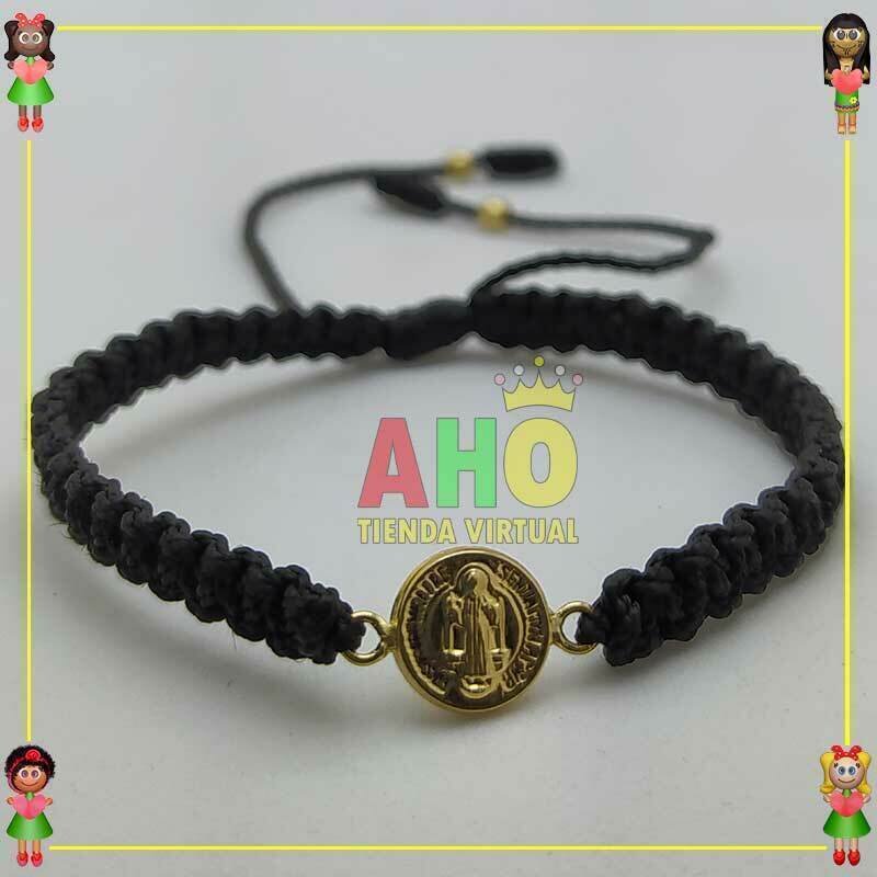 Pulsera Tejida Macrame Con Dije Oro18k