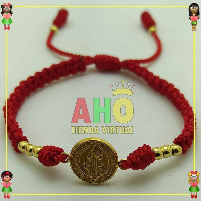Pulsera Tejida Macrame Con Dije Oro18k
