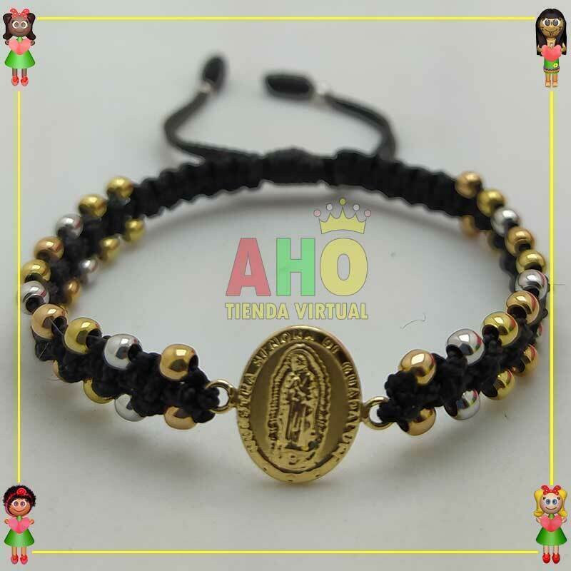 Pulsera Tejida Macrame Con Dije Oro18k