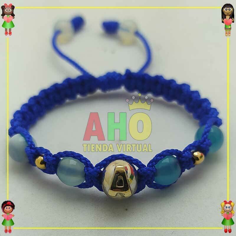 Pulsera Tejida Macrame Con Piedras Naturales Oro18k