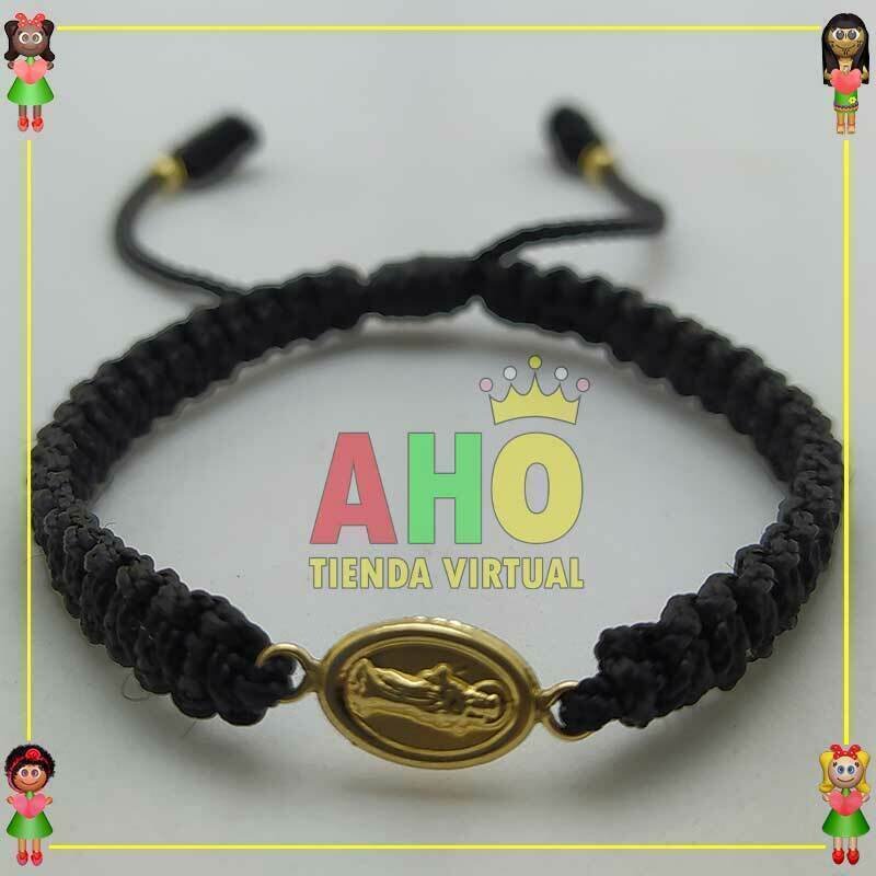 Pulsera Tejida Macrame Con Dije Oro18k