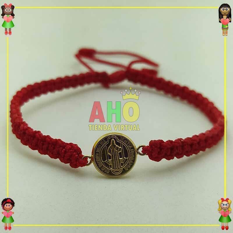 Pulsera Tejida Macrame Con Dije Oro18k