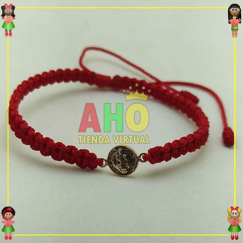 Pulsera Tejida Macrame Con Dije Oro18k
