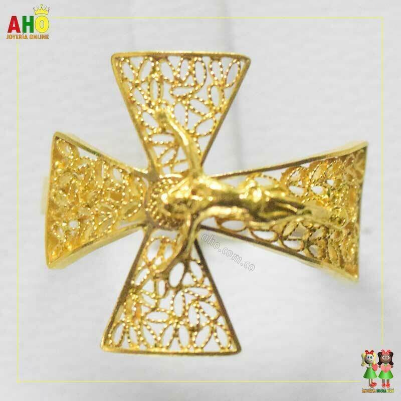 Anillo Cristo Filigrana Oro18k
