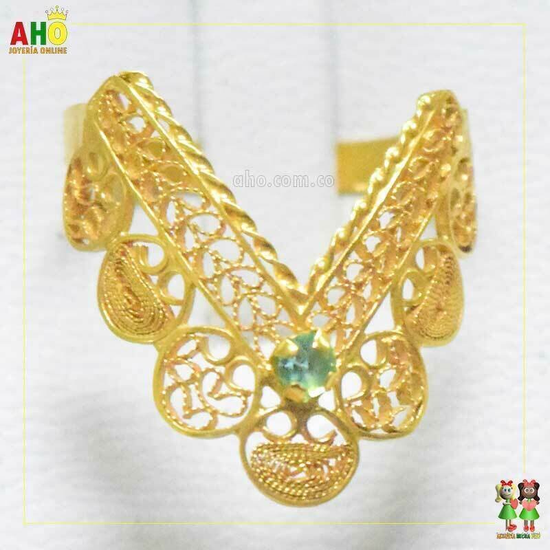 Anillo en V filigrana Oro18k