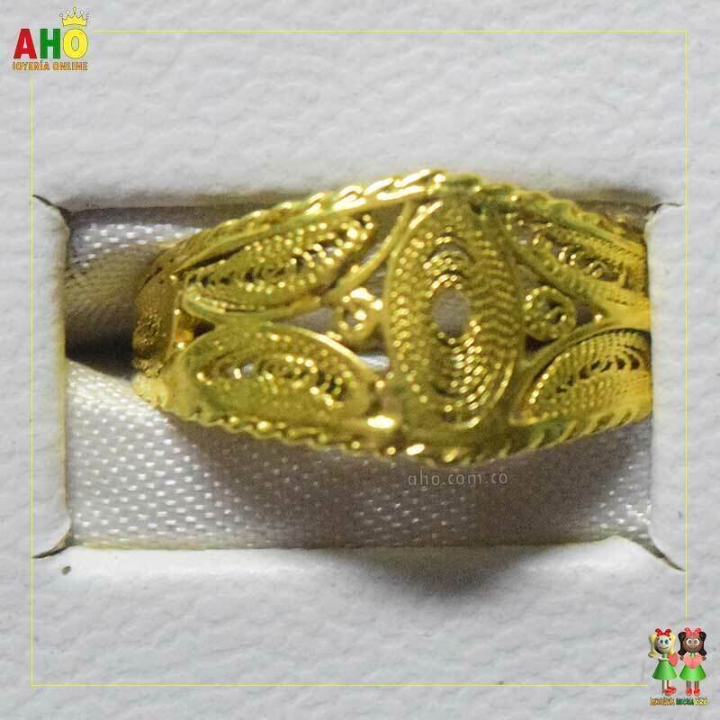 Anillo Filigrana Arte Chocoano Semi Tubo Oro18k