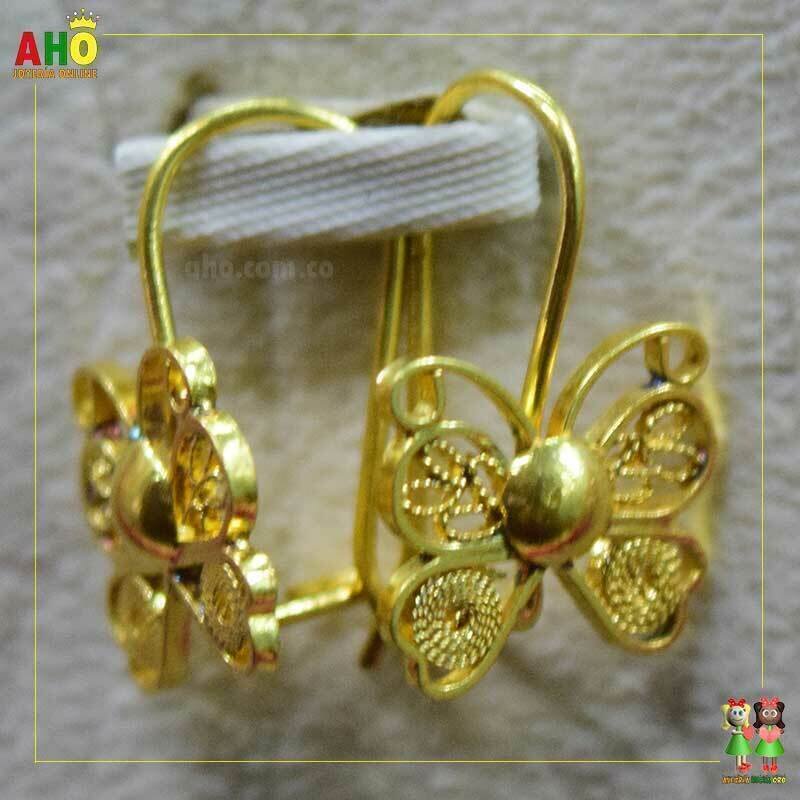 Aretes Mariposas Oro18k