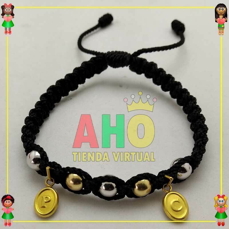Pulsera Tejida Macrame Con Letras y Nombres en Oro18k