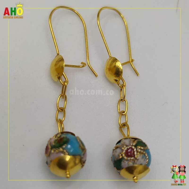 Aretes Colgantes con piedra Oro18k