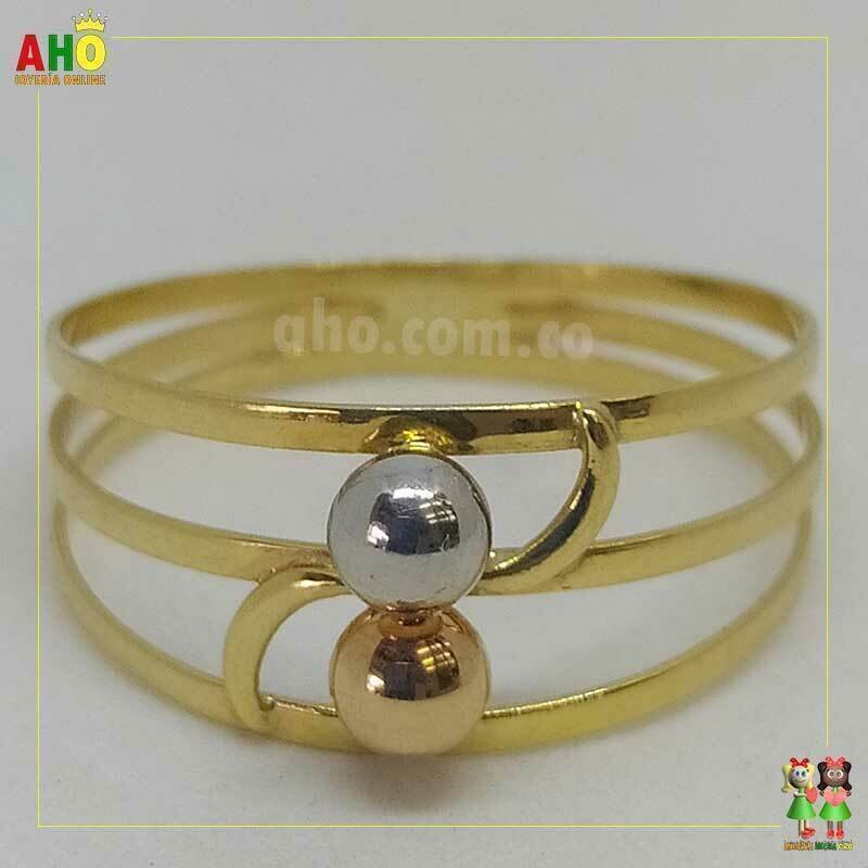 Anillo Tu y Yo 3 Oros Oro18k