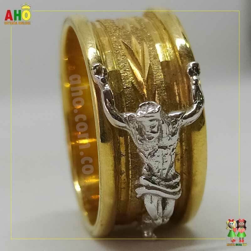 Anillo Semi Tubo Cristo Oro18k