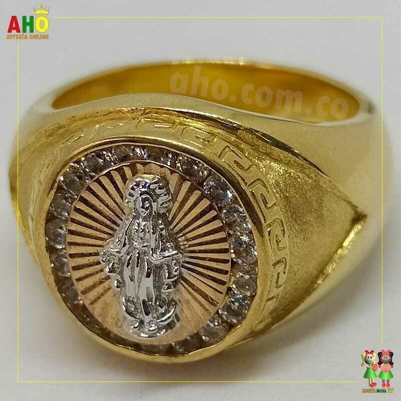 Anillo Virgen 3 Oros para Hombre Oro18k