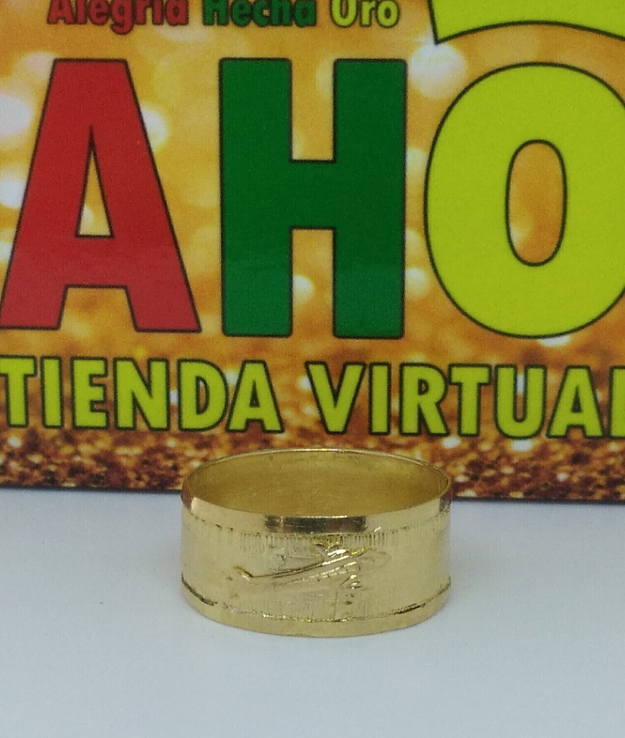Anillo Semi Tubo Avion Oro18k