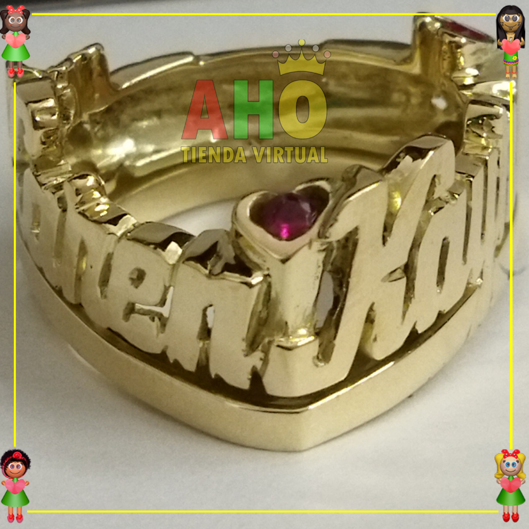 Anillo 2 Nombres Oro18k