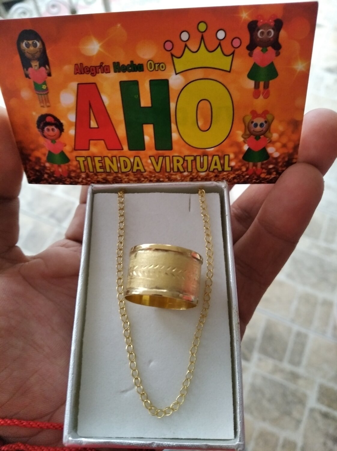 Cadena y Anillo Tubo Oro18K