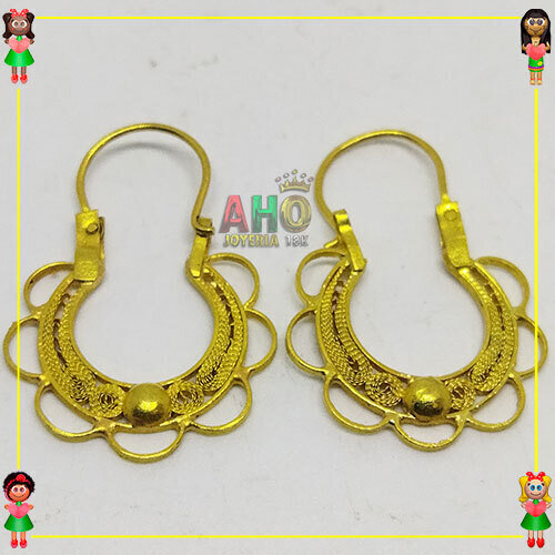 Aretes Reina filigrana Oro 18k