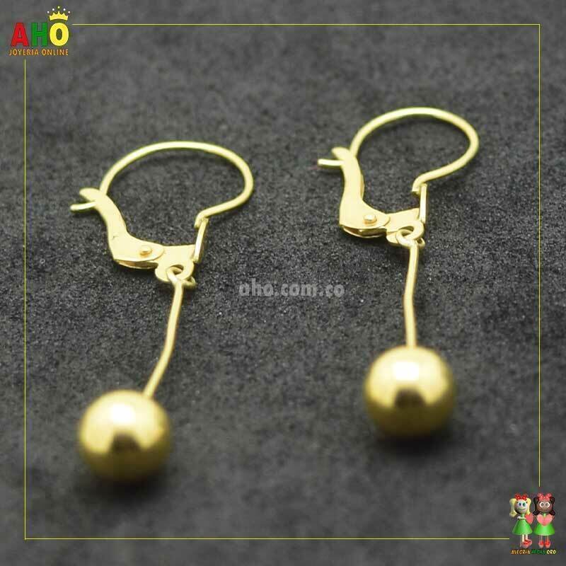 Aretes bola colgante Oro18k