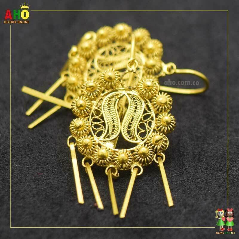 Aretes Gitanas Filigrana Arte Chocoano Oro18k