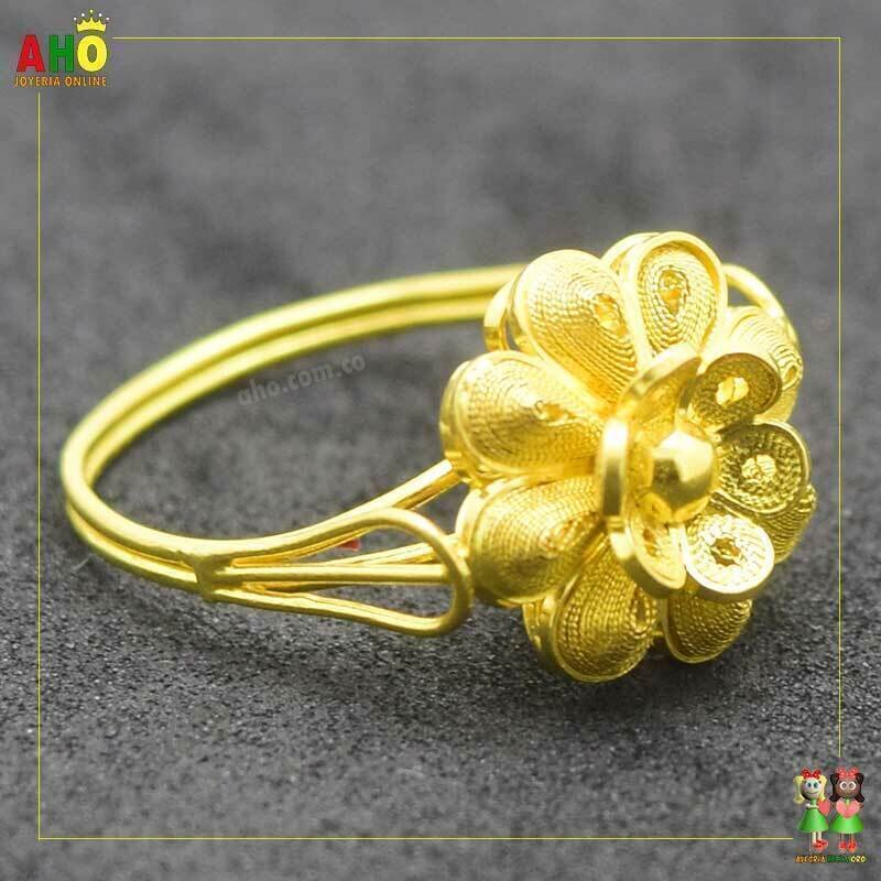 Anillo Filigrana Arte Chocoano Semi Tubo Oro18k