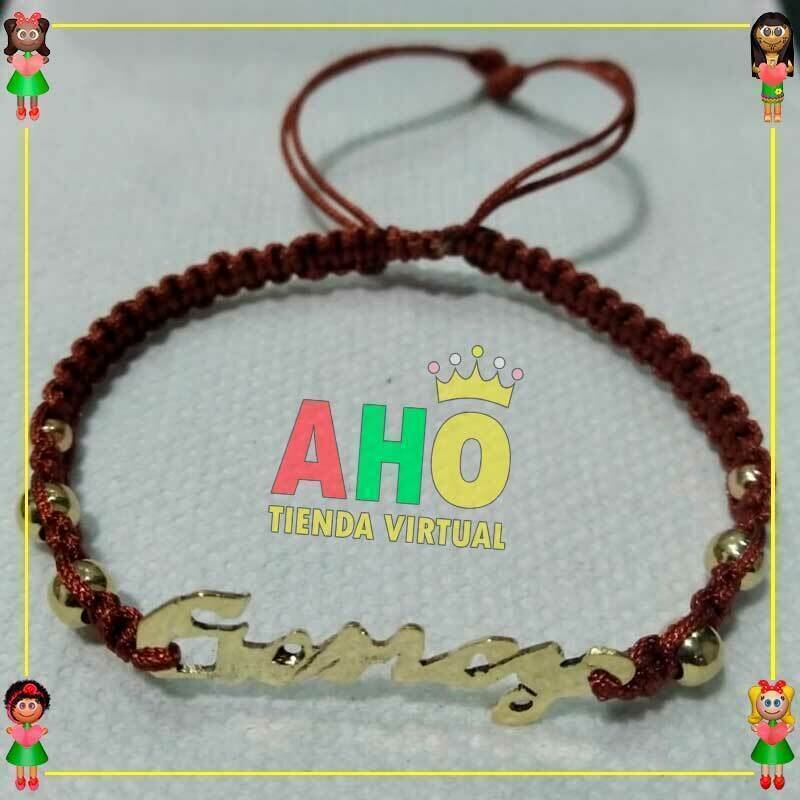 Pulsera Tejida Macrame Con Letras y Nombres en Oro18k