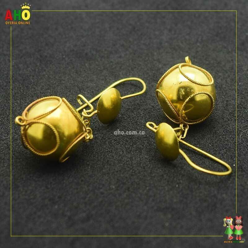 Aretes Bola Vestida Oro18k