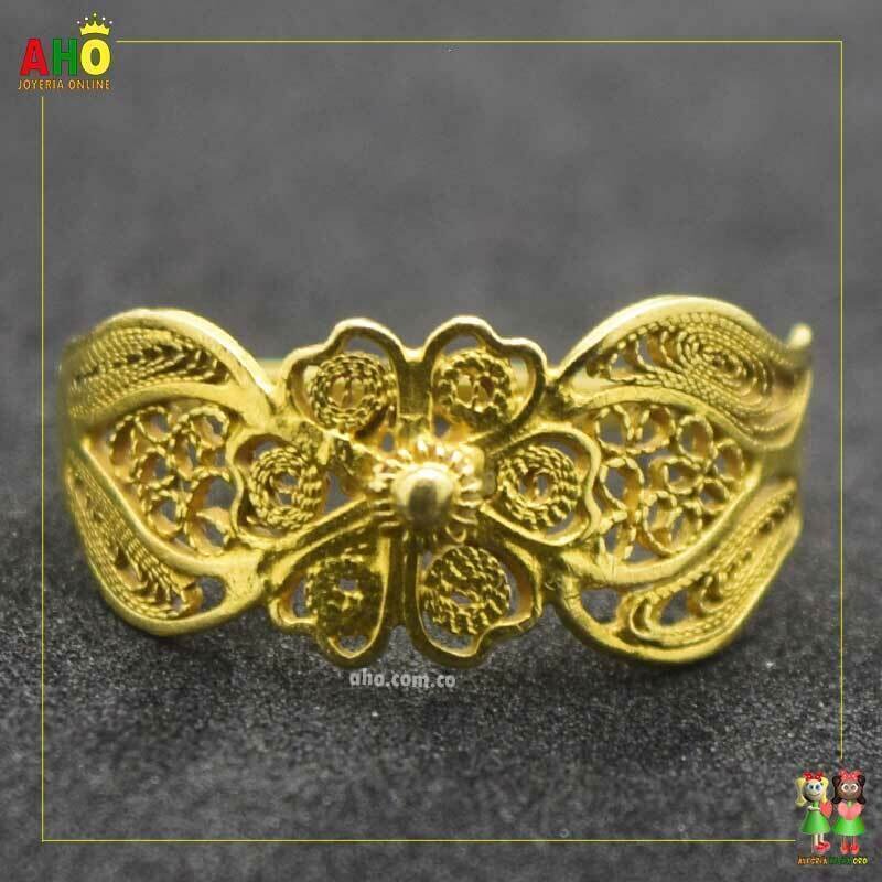Anillo Filigrana Arte Chocoano Semi Tubo Oro18k
