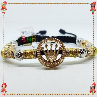 Pulsera Tejida Macrame Con Dije Oro18k