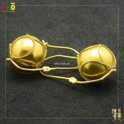 Aretes Bola Vestida Oro18k
