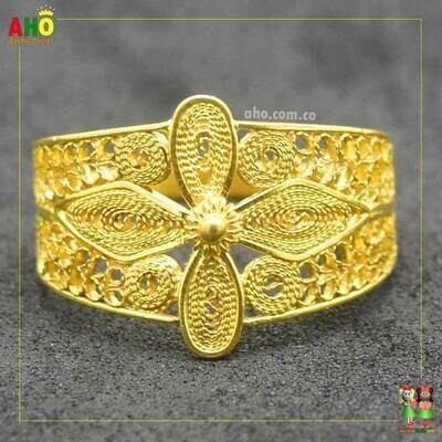 Anillo Filigrana Arte Chocoano Semi Tubo Oro18k
