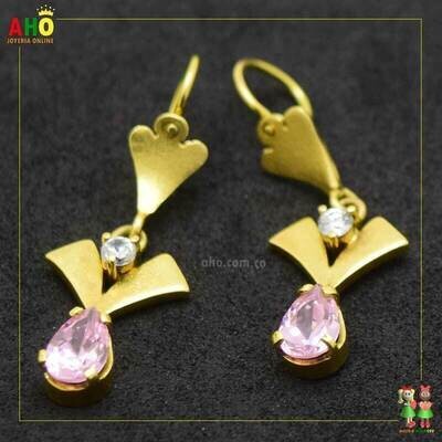 Aretes Chocoanos con piedras Oro18k