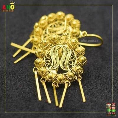 Aretes Gitanas Filigrana Arte Chocoano Oro18k