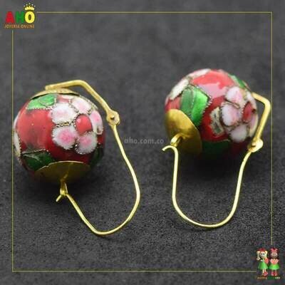 Aretes Bola Roja Oro18k