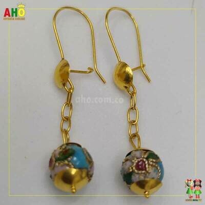Aretes Colgantes con piedra Oro18k