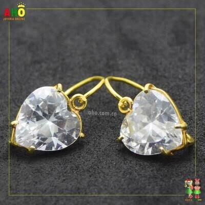 Aretes Zircon Corazon Oro18K