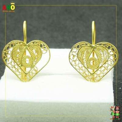 Aretes Corazon Filigrana Oro18k