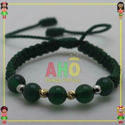 Pulsera Tejida Macrame Con Piedras Naturales Oro18k