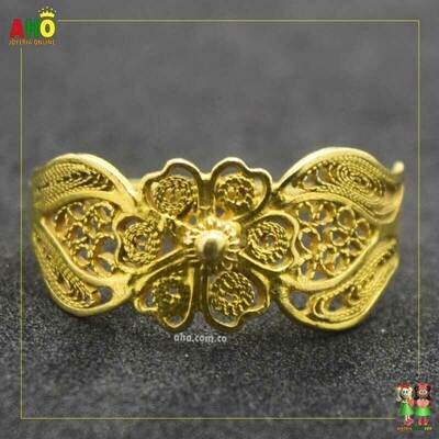 Anillo Filigrana Arte Chocoano Semi Tubo Oro18k