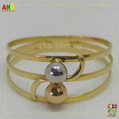Anillo Tu y Yo 3 Oros Oro18k