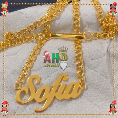Cadena Dama letras Oro18K
