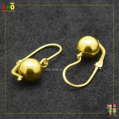 Aretes Bolas Colgante Oro18k